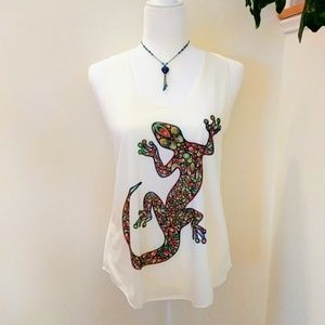 NWOT Multicolored Lizard Racer Back Tank Top
